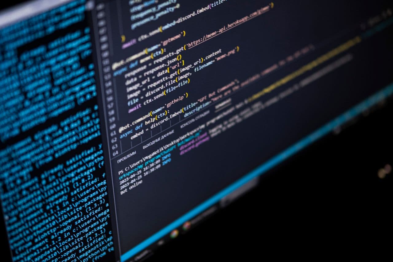 A developer's screen with code